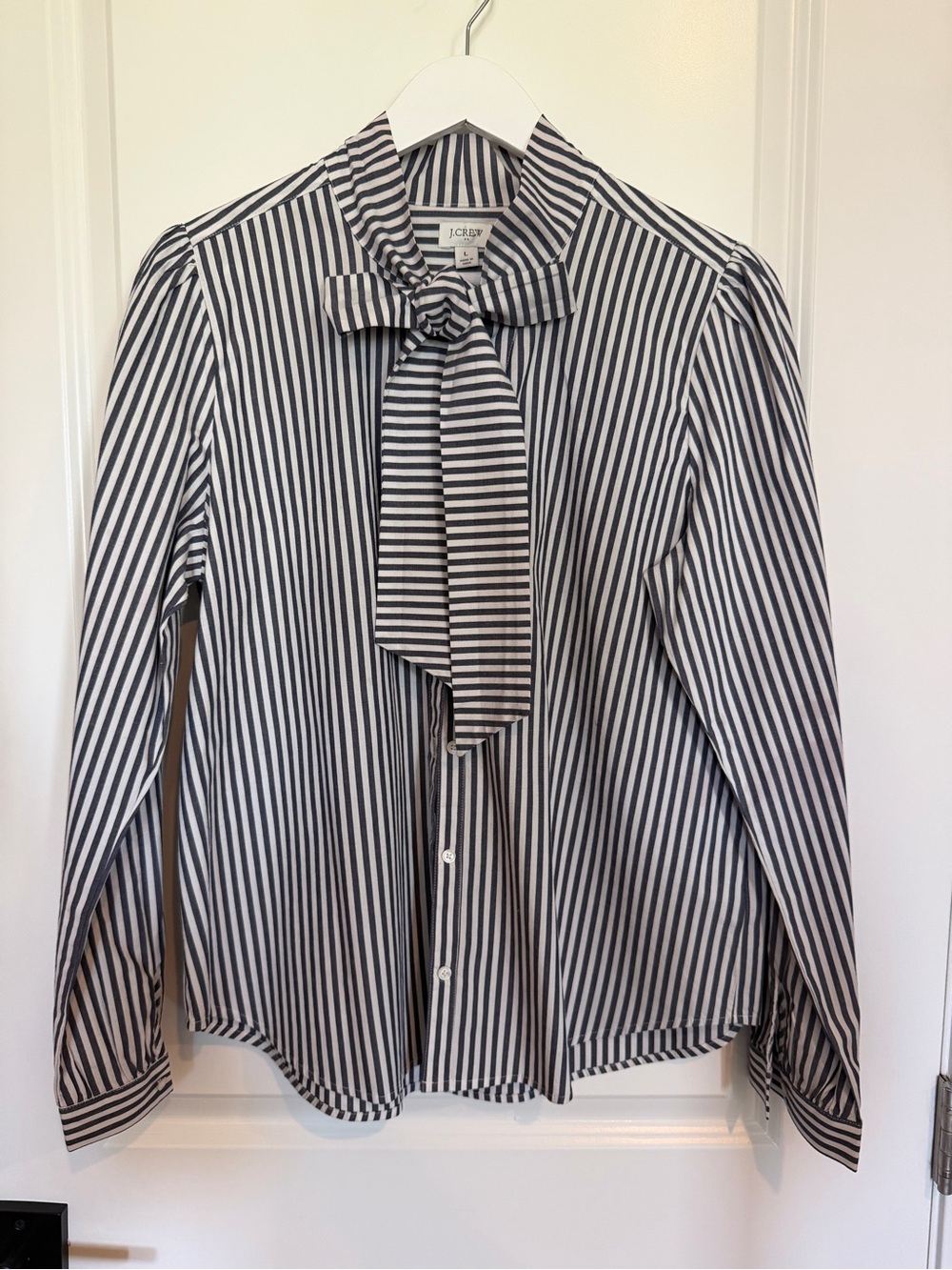 J. Crew Charcoal & White Striped Bow-Tie Shirt